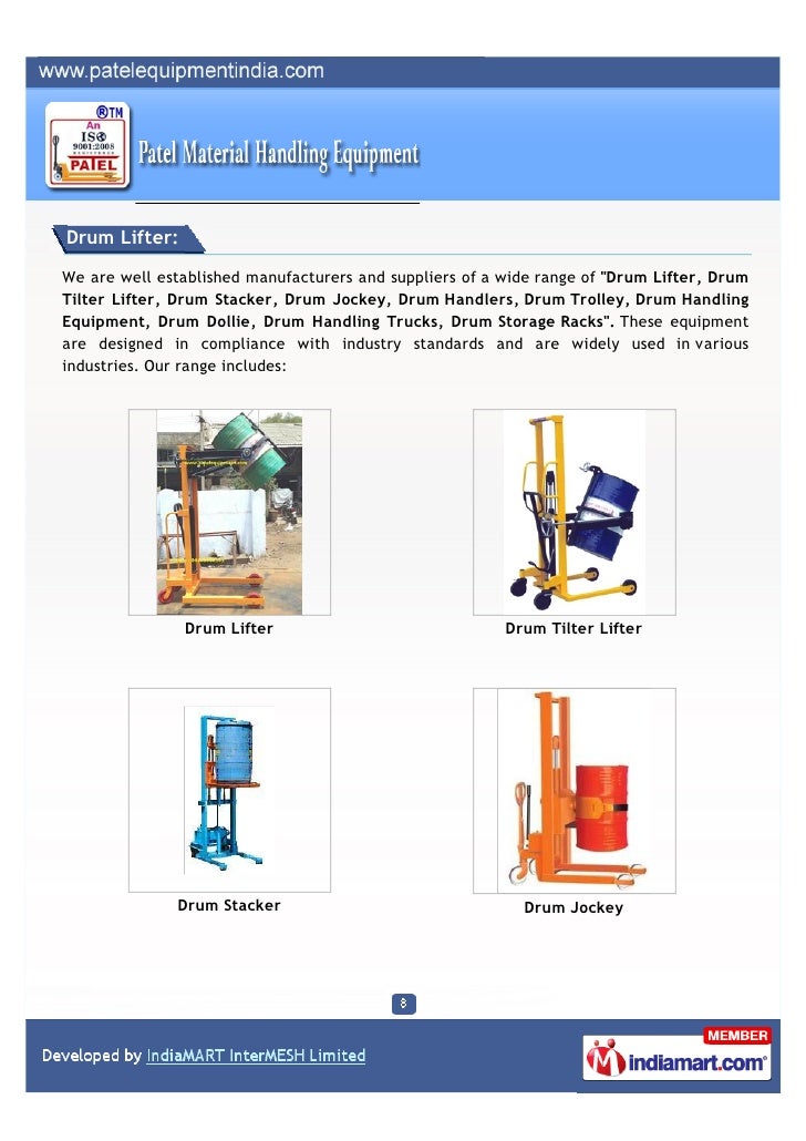 Patel Material Handling Equipment, Ahmedabad, Drum Handling Equipment