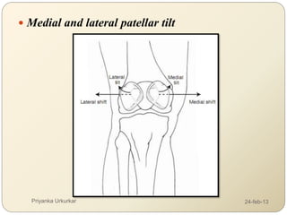 Example of patellar orientation with a lateral glide and/or tilt