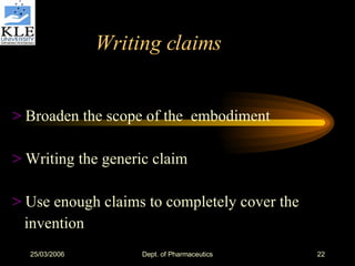 Writing claims >  Broaden the scope of the  embodiment >  Writing the generic claim >  Use enough claims to completely cover the invention 