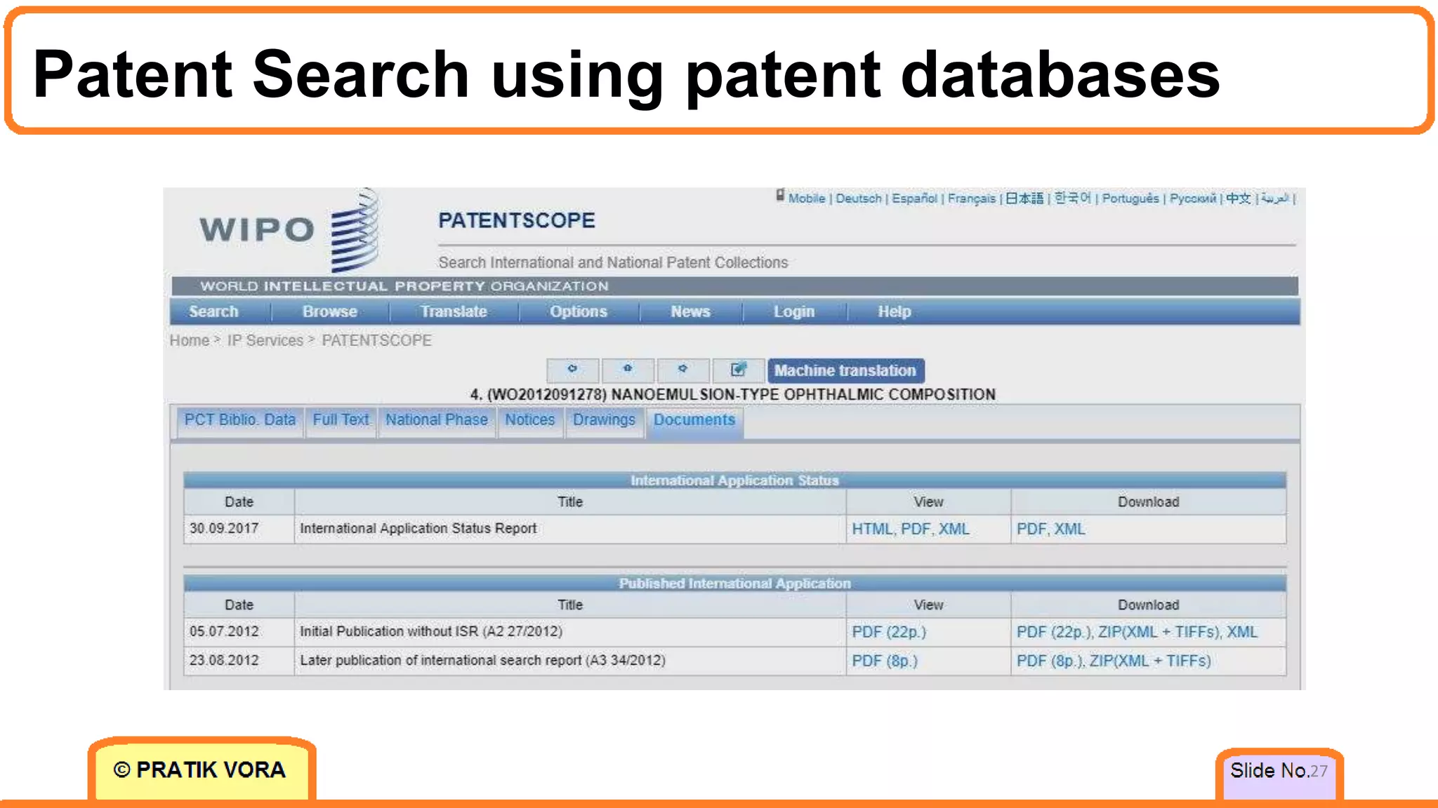 Patent Search using patent databases
27
 