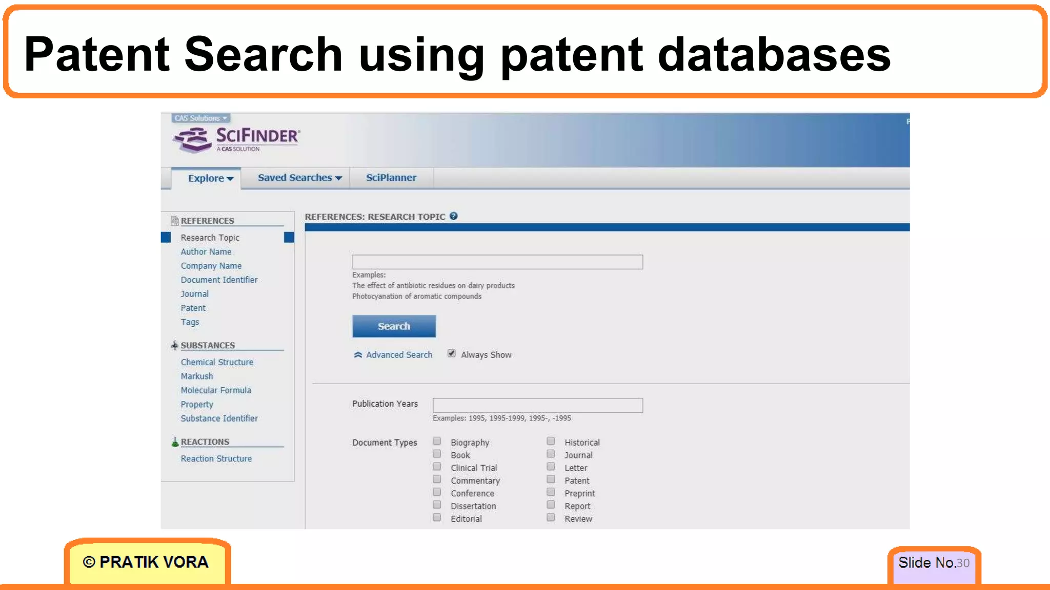 Patent Search using patent databases
30
 