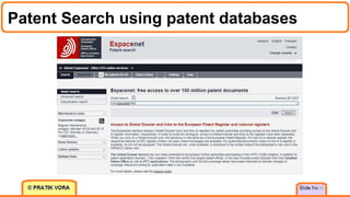 Patent Search using patent databases
18
 