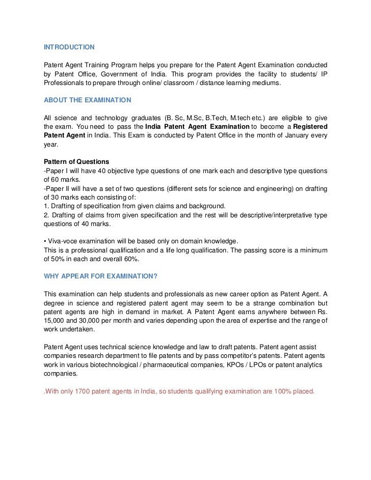 Patent agent examination 2012