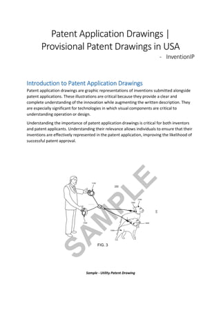Patent Application Drawings |
Provisional Patent Drawings in USA
- InventionIP
Introduction to Patent Application Drawings
Patent application drawings are graphic representations of inventions submitted alongside
patent applications. These illustrations are critical because they provide a clear and
complete understanding of the innovation while augmenting the written description. They
are especially significant for technologies in which visual components are critical to
understanding operation or design.
Understanding the importance of patent application drawings is critical for both inventors
and patent applicants. Understanding their relevance allows individuals to ensure that their
inventions are effectively represented in the patent application, improving the likelihood of
successful patent approval.
Sample - Utility Patent Drawing
 