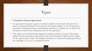 Patent Assignment and Licensing in India | PPTX
