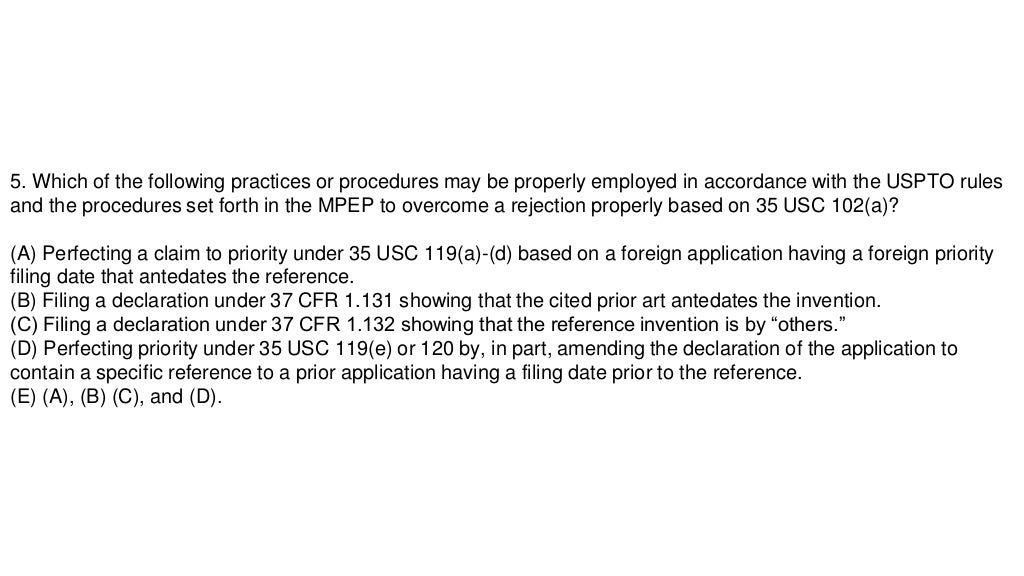 Patent bar practice questions april 2003
