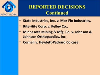 REPORTED DECISIONS Continued State Industries, Inc. v. Mor-Flo Industries,   Rite-Hite Corp. v. Kelley Co.,   Minnesota Mining & Mfg. Co. v. Johnson & Johnson Orthopaedics, Inc .,  Cornell v. Hewlett-Packard Co case 