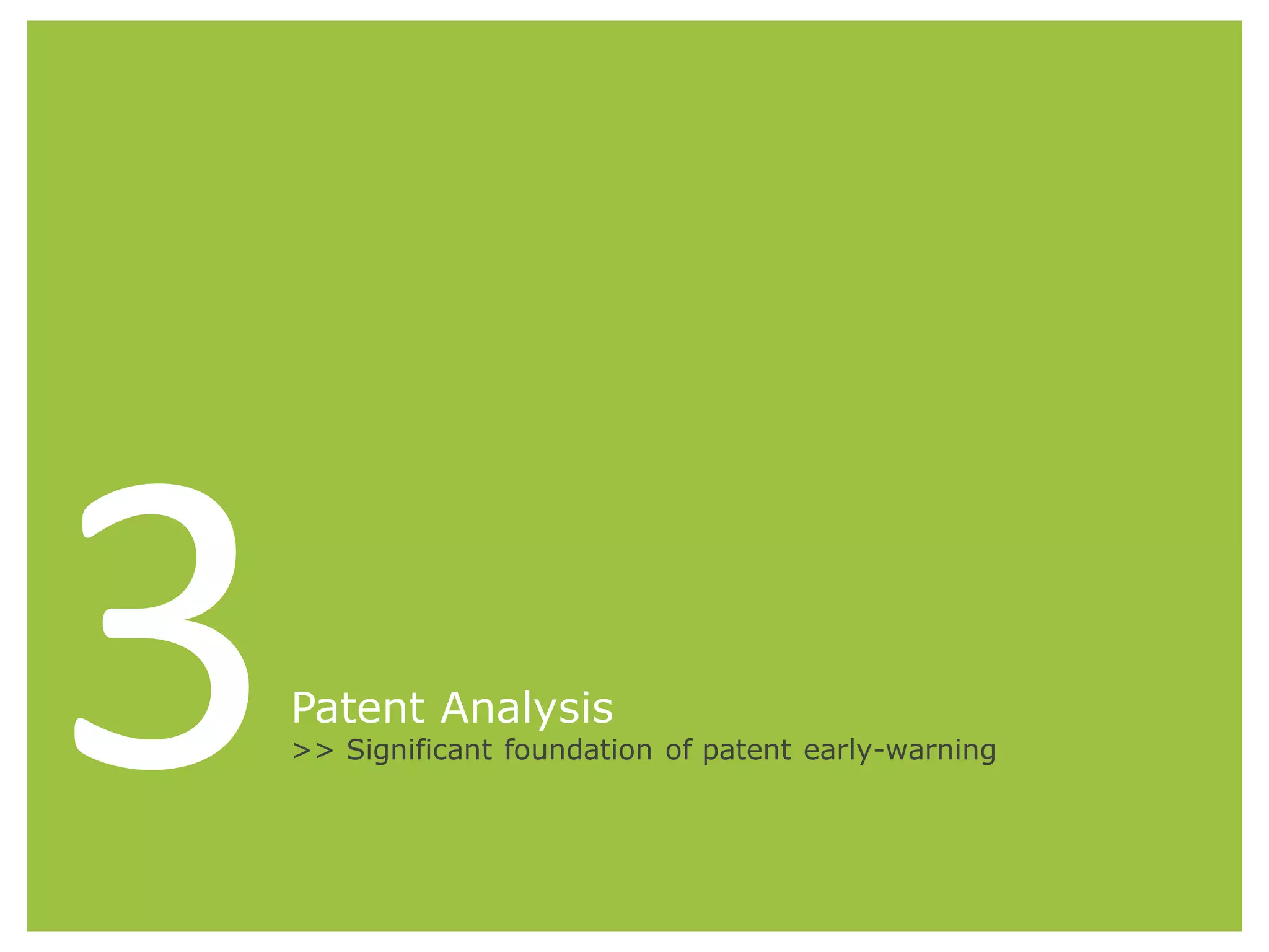 Patent Analysis
>> Significant foundation of patent early-warning
 