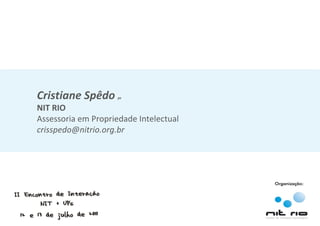 Cristiane Spêdo  pz NIT RIO Assessoria em Propriedade Intelectual [email_address] 