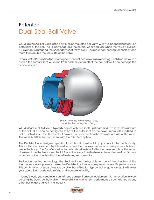 Patented DualSeal Ball Valves, Ball Valve Seals WOM Group PDF