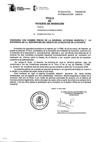 Patente España 1