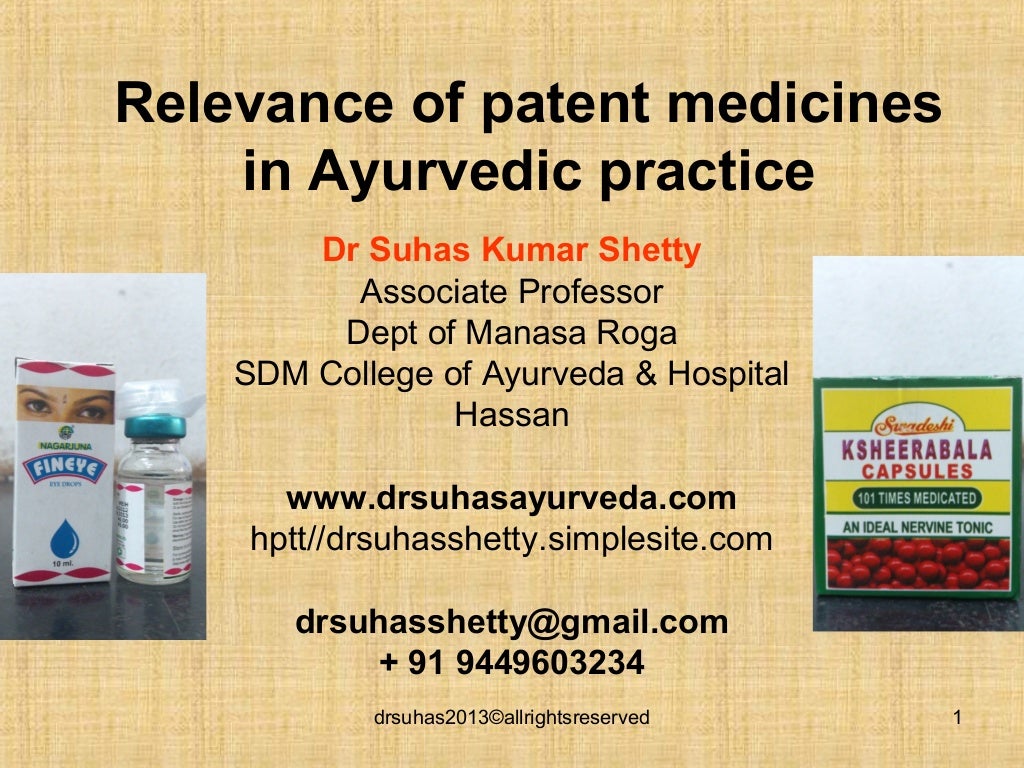 Patent Medicines in Ayurveda _ Dr Suhas