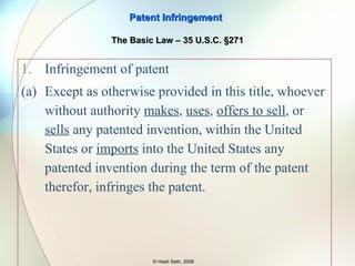 The Law Patent Infringement 