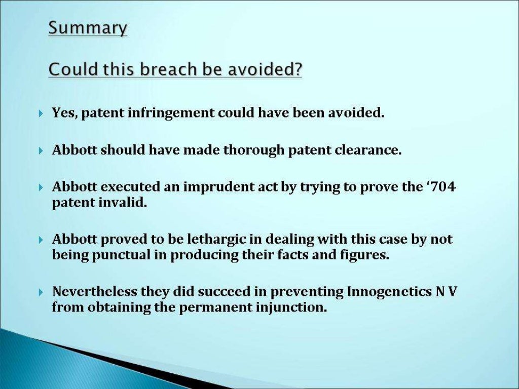 Patent infringement case