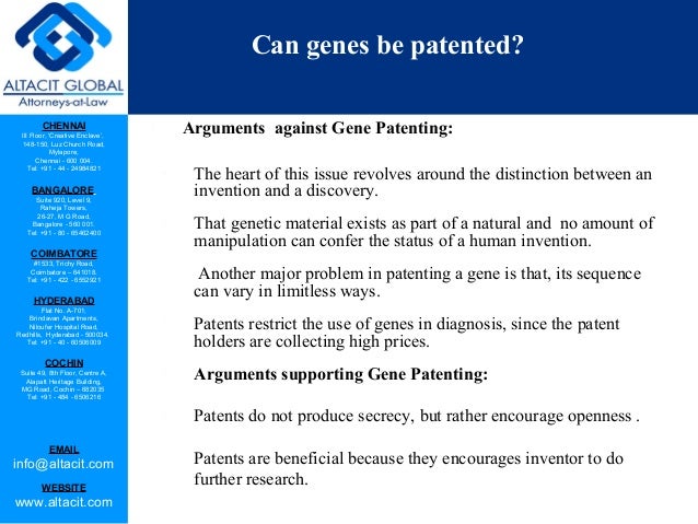 patenting of genes and related technology