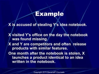 Example
X is accused of stealing Y's idea notebook.
X visited Y's office on the day the notebook
was found missing.
X and ...