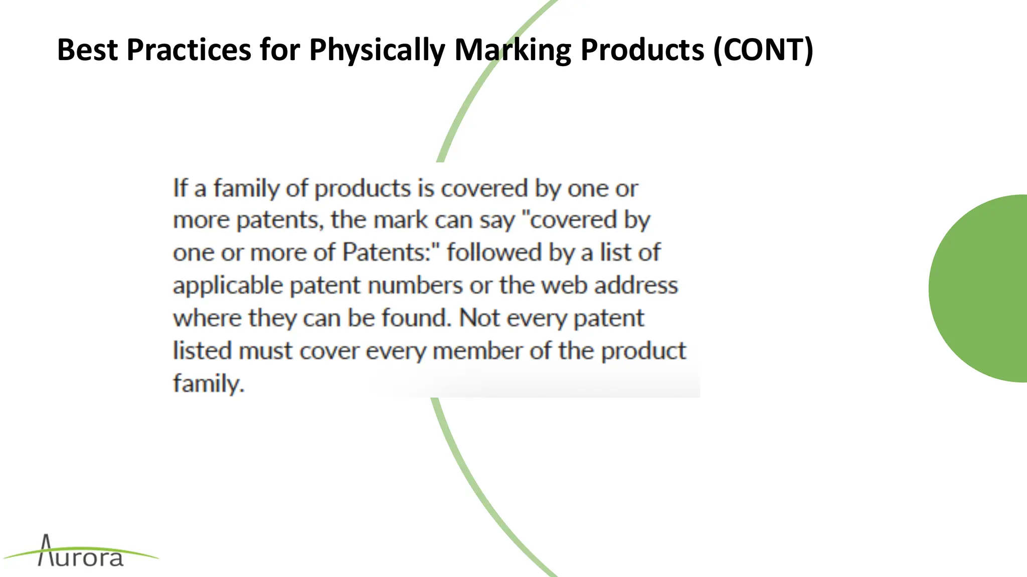Best Practices for Physically Marking Products (CONT)
 