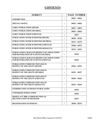 Patent office india published patent information - october 21st, 2011 | PDF