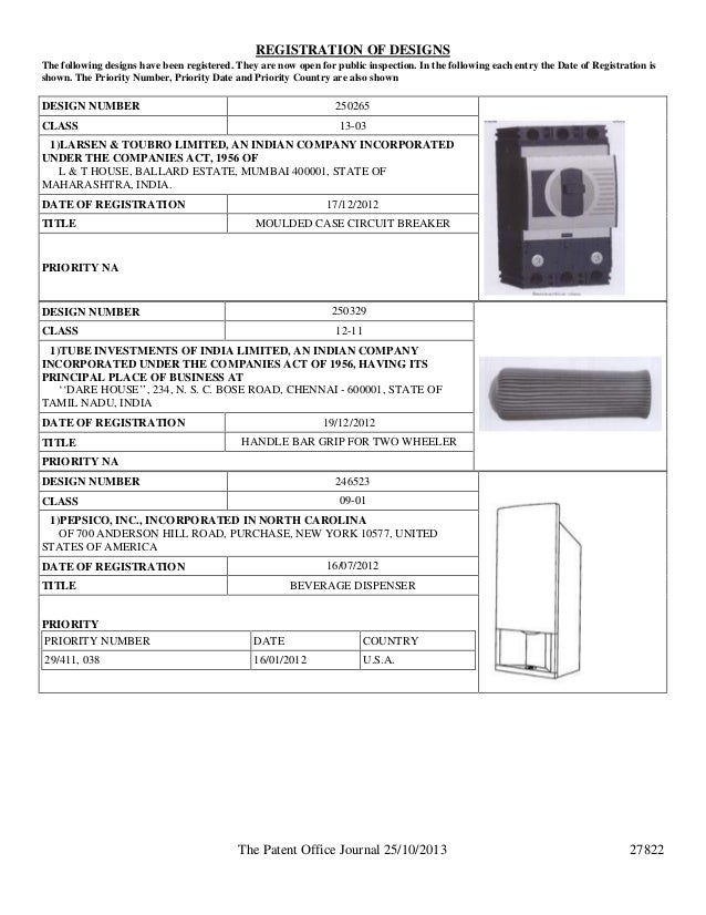 design patent registration in india patent office in india publishes