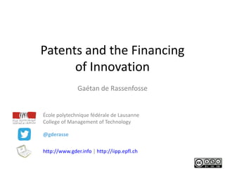 Patents and the financing of innovation