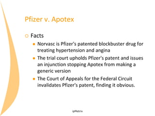 Pfizer v. Apotex


Facts






Norvasc is Pfizer's patented blockbuster drug for
treating hypertension and angina
The ...