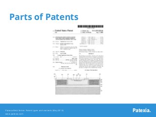 Parts of Patents
Patexia.Patexia Web Series: Patent and Prior Art 101 (March 2013)
www.patexia.com
Patexia.Patexia Web Ser...