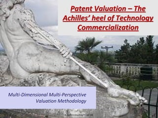 Patent Valuation – The
                                                        Achilles’ heel of Technology  crafting innovation together


                                                            Commercialization
crafting innovation together




                                Multi-Dimensional Multi-Perspective
                                           Valuation Methodology

                               Confidential              © Crafitti Consulting Private Ltd.
 