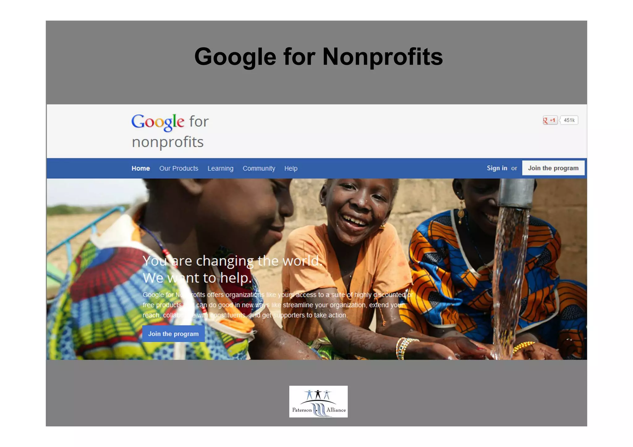 Google for Nonprofits




          .
 