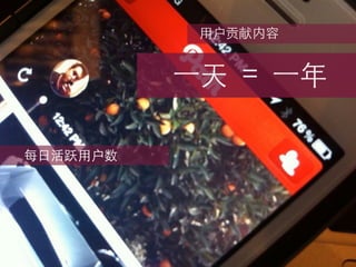 用户贡献内容


          ⼀一天 = ⼀一年

每日活跃用户数
 