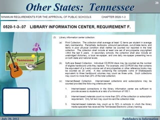 20

                Other States: Tennessee




July 30, 2012                       Pathfinders to Information
 