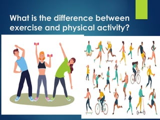 What is the difference between
exercise and physical activity?
 