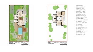 1. Arched Patio
2. Verandah 8'6" x 7'8"
3. Foyer 8'6" x 6'6"
4. Dining 11'6" x 13'0"
5. Atrium 12'2" x 8'6"
6. Living 16'0" x 11'6"
7. Pool Deck (Add on)
8. Cabana Bar (Add on)
9. Organic Farming Patch
10 Native Garden
11 Powder Room 8'0" x 5'6"
12 Kitchen 8'0" x 11'6"
13 Carparking 8'0" x 16'0"
14 Front Yard
15 Stair Landing
16 Terrace Deck 8'8" x 7'6"
17 Bedroom 11'6" x 11'7"
18 Toilet 8'0" x 8'4"
19 Bedroom 11'6" x 11'7"
20 Toilet 8'0" x 8'4"
21 Atrium 12'2" x 8'6"
 