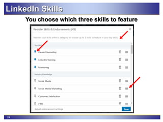 24
LinkedIn Skills
You choose which three skills to feature
 