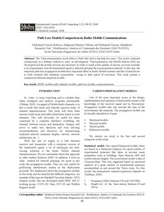 Path loss models comparation in radio mobile communications