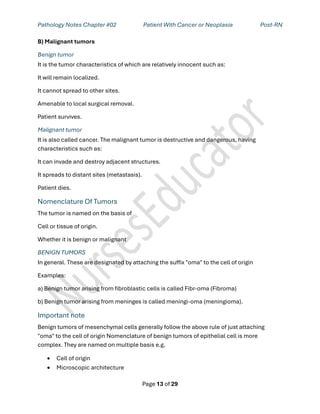 Cancer Metastasis Notes.pdf Patho Chapter 2 Pateint With Cancer for Post RN | PDF