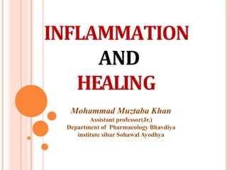 INFLAMMATION
AND
HEALING
Mohammad Muztaba Khan
Assistant professor(Jr.)
Department of Pharmacology Bhavdiya
institute sibar Sohawal Ayodhya
 