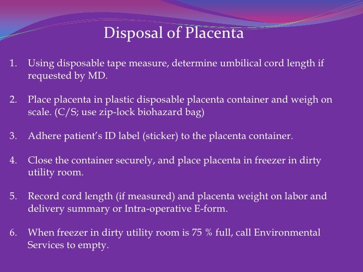 Pathological exam of placenta