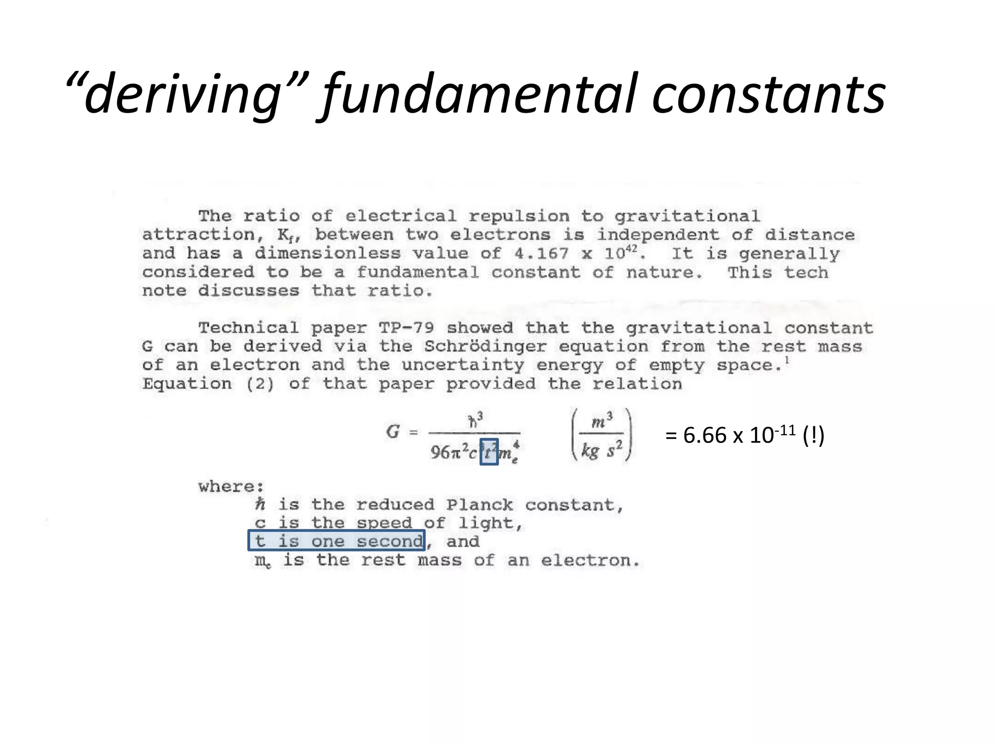 “deriving” fundamental constants




                       = 6.66 x 10-11 (!)
 
