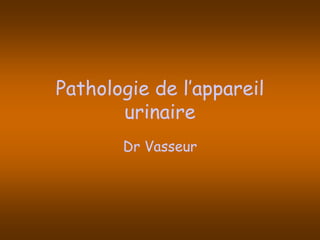 Pathologie de l’appareil
urinaire
Dr Vasseur

 