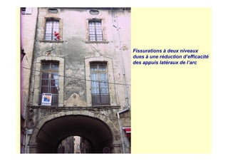Fissurations à deux niveaux
dues à une réduction d’efficacité
des appuis latéraux de l’arc
 