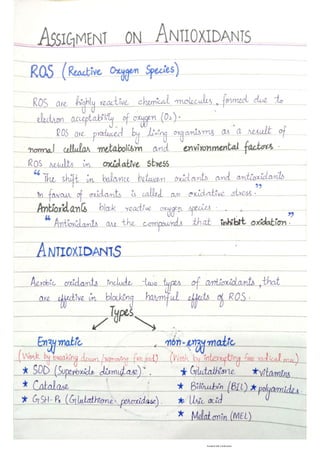 Pathology antioxidants  handwritten notes by urooj umer