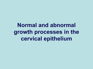 Normal and abnormal
growth processes in the
cervical epithelium
 