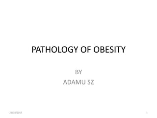PATHOLOGY OF OBESITY
BY
ADAMU SZ
25/10/2017 1
 