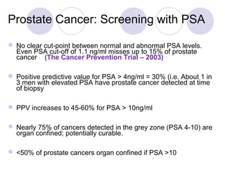 Other causes of an elevated PSA
1. Age
2. Prostate size (BPH)
3. Infection/inflammation
4. Recent instrumentation (biopsy,...