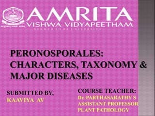 SUBMITTED BY,
KAAVIYA AV
COURSE TEACHER:
Dr. PARTHASARATHY S
ASSISTANT PROFESSOR
PLANT PATHOLOGY
 
