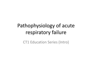 Pathophysiology of acute
respiratory failure
CT1 Education Series (Intro)
 