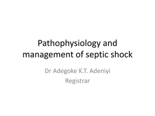 Pathophysiology and
management of septic shock
Dr Adegoke K.T. Adeniyi
Registrar
 