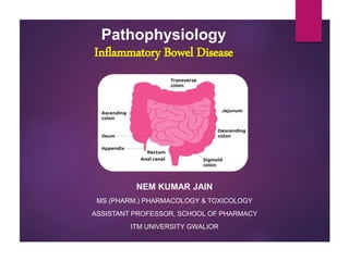 Pathophysiology
Inflammatory Bowel Disease
NEM KUMAR JAIN
MS (PHARM.) PHARMACOLOGY & TOXICOLOGY
ASSISTANT PROFESSOR, SCHOOL OF PHARMACY
ITM UNIVERSITY GWALIOR
 