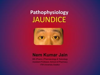 Pathophysiology
JAUNDICE
Nem Kumar Jain
MS (Pharm.) Pharmacology & Toxicology
Assistant Professor, School of Pharmacy
ITM University Gwalior
 