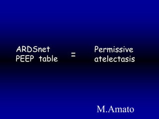 ARDSnet          Permissive
PEEP table   =   atelectasis




                 M.Amato
 